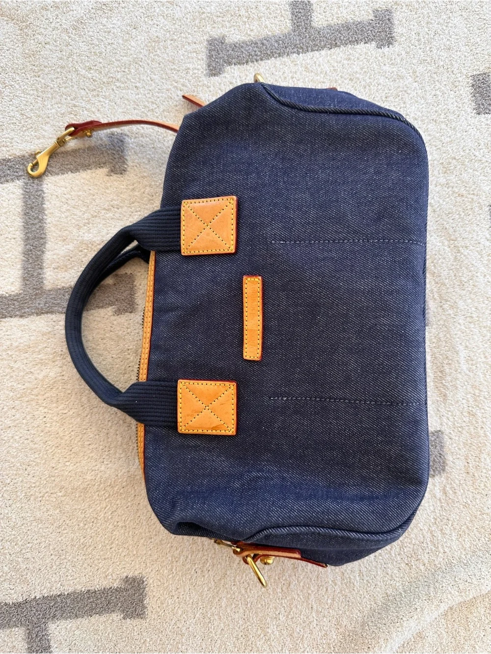 Vintage Navy Denim Crossbody Bag Dooney